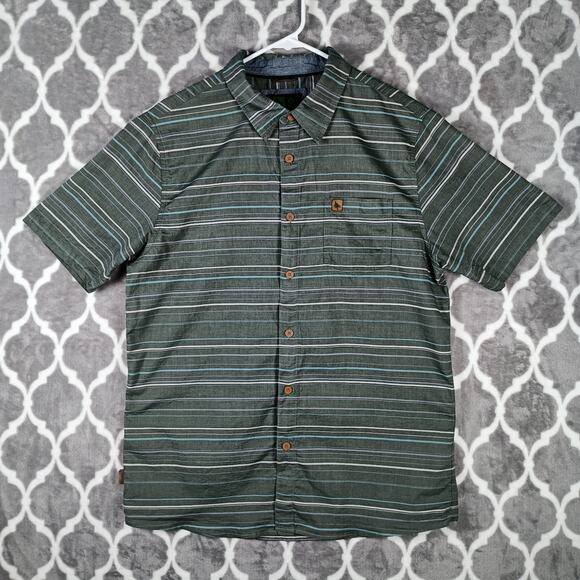 HippyTree Shirt Men Large Gray Striped Short Sleeve Surf Outdoors - Picture 1 of 9